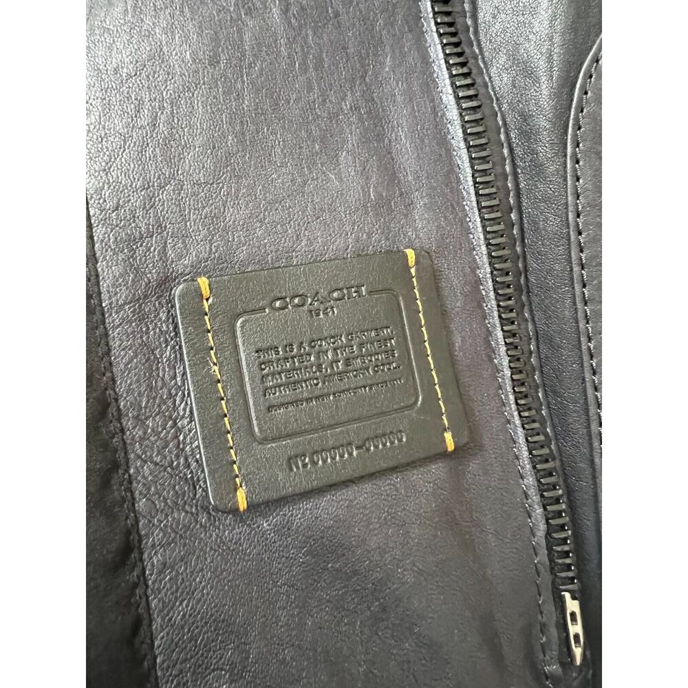 Coach Men's Leather Biker Moto Jacket Navy Size 54/XL NWT $1300 - Picture 6 of 16